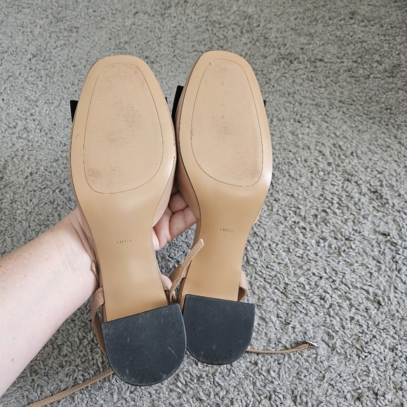 Mango Bow Tie Nude Block Heel Shoes Size 41/10 - Picture 6 of 6